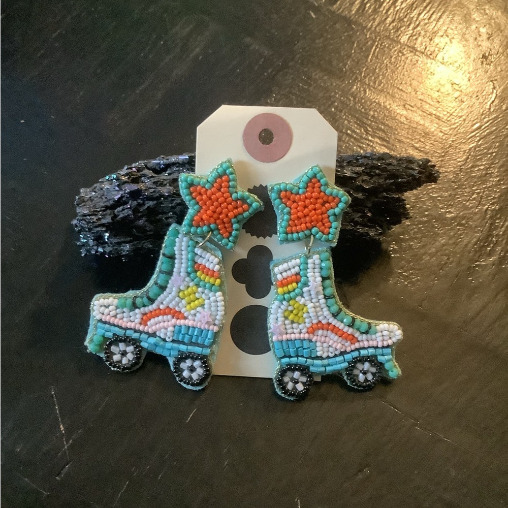 Colorful Beaded Roller Skate Earrings